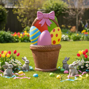 Color Easter Eggs <b>Plastic</b> Easter <b>Basket</b> Simulated Woven Pattern Easter Egg <b>Basket</b> with Light - Product Image 5