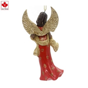 工場でカスタマイズされた置物樹脂アフリカ系アメリカ人の天使の装飾品 - Product Image 5