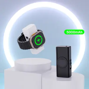 2 יציאות plug-in כיס כוח בנק אלחוטי מגנטי עבור iwatch עבור שעון Samsung
