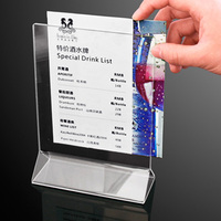 Présentoir en acrylique personnalisé en forme de T et porte-étiquette de prix double face + tableau de menu de bureau pour comptoir, restaurant/vente au détail
