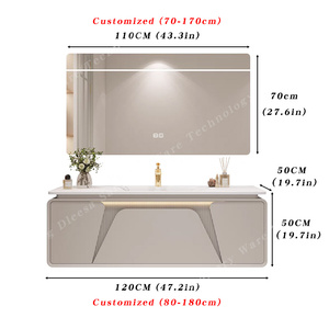 Kamar mandi Italia <span class=keywords><strong>Vanity</strong></span> mewah Modern <span class=keywords><strong>32</strong></span> inci marmer meja tahan air Pvc <span class=keywords><strong>Vanity</strong></span> untuk kamar mandi - Product Image 2