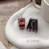 Clip Acrílico Personalizado con Diseño de Taza de Café de la Serie Coffee Old Time, Estilo Americano Vintage, para Almacenamiento de Notas y Papelería