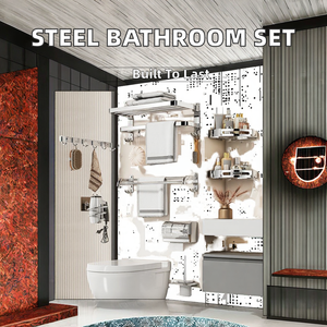 Modern Eco-Friendly 304 Stainless Steel Wall-Mounted <b>Bathroom</b> Storage Shelves & <b>Accessories</b> Set - Product Image 2