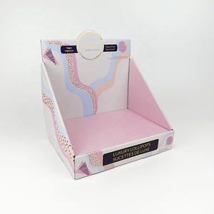 Luxury Pink Lollipops Food Counter Show Shelf Counter Top Display Box Custom Printed Logo