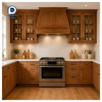 Armoire haute élégante à double porte vitrée en bois massif de noyer pour cuisine de villa de luxe