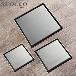 STOCCO 304 Scarico a pavimento rettangolare in acciaio inossidabile moderno invisibile inodore auto-chiusura rimovibile 100x100mm superficie lucida 5 - Product Image 2