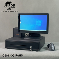 Systèmes Point de Vente Tactiles Tout-en-Un en Aluminium 15 / 15,6 Pouces, Machines à Caisse Enregistreuse POS Sous Win 10, Matériel POS