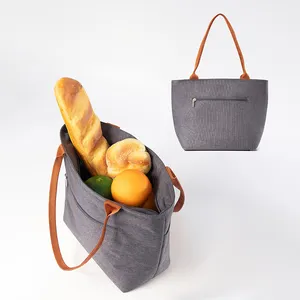 Wholesale Large Custom Logo Fashion Ladies Handbag Felt Carry Shopping Lunch Cooler Bag Tote Bags Insulated Bag