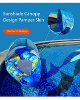 Wilda W172 Canapé gonflable de piscine pour adulte avec pare-soleil et dossier en maille, matelas flottant en forme de feuilles d'érable