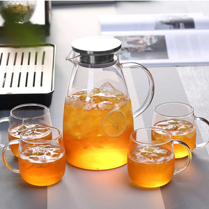 Jarra de Agua de Vidrio Borosilicato de 1500ml/2000ml con Tapa de Acero Inoxidable para Té Helado, Jugo y Café - Product Image 6