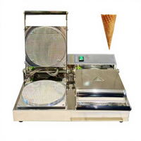 Machine à gaufres électriques à double tête antiadhésive pour cornets de crème glacée, machine à gaufres au sirop avec certification CE