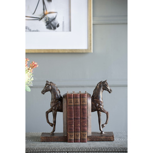 Fermalibri a forma di cavallo da trotto (S/2) 5x4x10.5 pollici, finitura bronzo, accessorio decorativo per casa e ufficio - Product Image 6