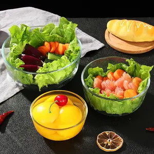 round glass fruit salad food prep serving bowl glass mixing bowl