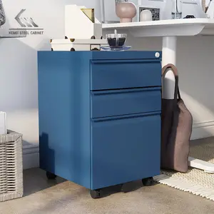 Office Furniture 3 Drawer Mobile File Cabinet With Lock And Rolling Wheels Colorful Steel Storage Cabinet