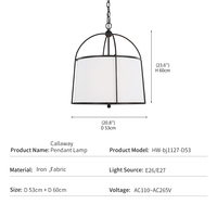 Lustre vintage, décoration de ferme américaine, en fer et métal, abat-jour en tissu blanc, LED, luxe, rustique, cage artistique, lampe suspendue en forme de tambour