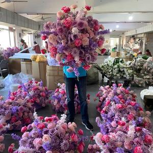 Décoration de table de mariage LFB01, boule de <span class=keywords><strong>fleurs</strong></span> artificielles <span class=keywords><strong>fuchsia</strong></span> prune rose violet de 50 cm, 60 cm, 70 cm, centre de table de mariage - Product Image 2
