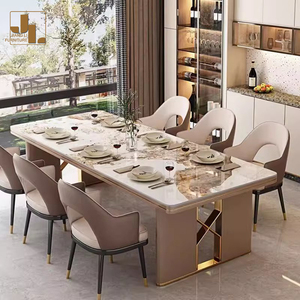 Juego de Mesa y Sillas de Lujo Rectangular para Comedor de Villa Estilo Moderno, Mobiliario para <span class=keywords><strong>Restaurante</strong></span> de Hotel, Mesa de Comedor de 6 Asientos - Product Image 4