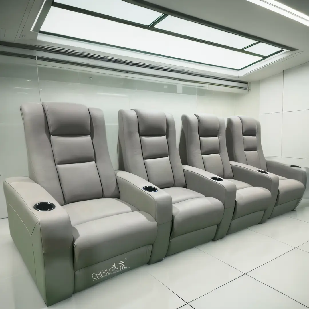 Modern stil tasarım vip tiyatro sandalyeleri lüks recliner masaj sinema deri otomatik 4d sinema için hareket sinema koltukları