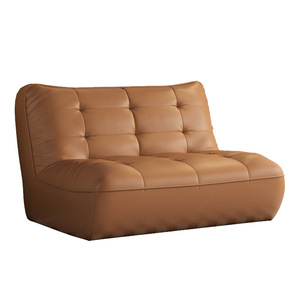 Canapé-lit en cuir minimaliste rétro moderne, 70 cm, siège unique, rembourré en mousse, meubles de salon - Product Image 4