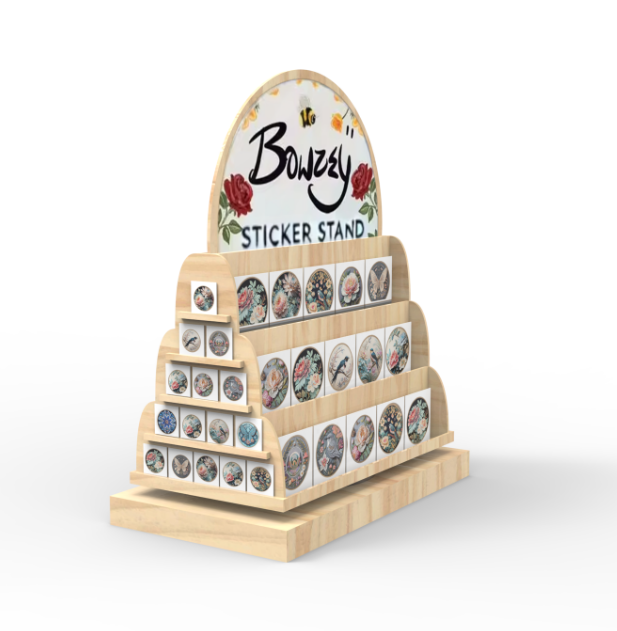 Apache Customized Wooden Sticker Display Stand Post Card Rotating Book Display Racks for Retail Shop Souvenir Badge Book Shop — view 2