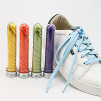 Lacets plats en polyester colorés personnalisés avec logo, 100-120 cm, emballage individuel