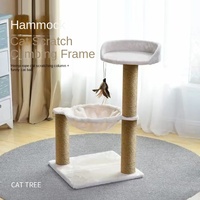 Arbre à chat en sisal transfrontalier avec nid, plateforme de saut, structure d'escalade, hamac d'été, griffoir pour grands chats, jouet pour chat avec balle
