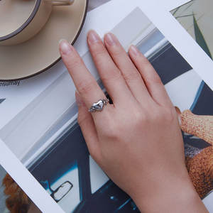 Nouvelle <span class=keywords><strong>bague</strong></span> ouverte en forme de cœur plaquée or blanc, style unisexe, s925, argent, index, bijoux - Product Image 5