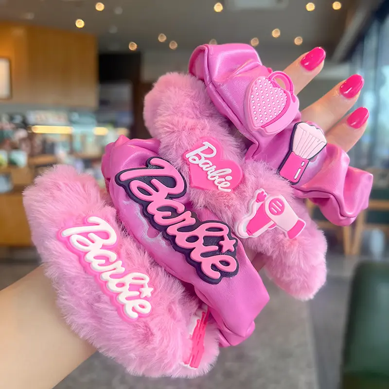 2024 Neuzugänge rosa glitzer plüsch haarschlips koreanischer stil süßes elastisches haar band pferdeschwanz ball mädchen scrunchies