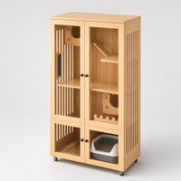 Armoire Habitat pour Chat d'Intérieur, Maison en Bois pour Chat avec Fentes d'Aération Latérales et Zone de Litière Inférieure
