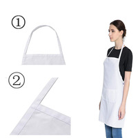 Tabliers de travail blancs unisexes pour la cuisine et la restauration, pour hommes et femmes, avec poches, tablier de serveur uni, logo personnalisé, vente en gros