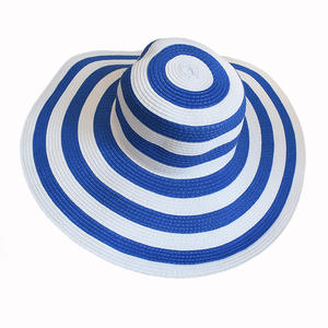 قبعات شمس صيفية واسعة الحواف مخططة من القش للنساء والرجال، قبعات شاطئ منسوجة قابلة للتنفس توفر حماية من الأشعة فوق البنفسجية للسفر والإجازات والأنشطة الخارجية - Product Image 4