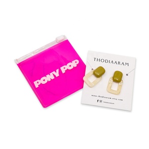 Jewelry Findings Components Pouch Plastic Fashion Jewelry <b>Rings</b> Bag with Zipper Pink Holographic Color - Product Image 3
