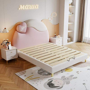 Letto in Pelle di Alta Gamma, Moderno e Lussuoso, Matrimoniale Imbottito Sospeso, Arredamento per Camera da Letto di Villa - Product Image 3