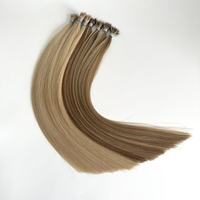 Extensions de cheveux vierges Remy européens pré-collés, lisses, double épaisseur, à pointes Nano, solutions micro-perles pour stylistes professionnels