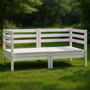 White Solid Pine Wood Modular Garden <b>Sofa</b> <b>Set</b> Outdoor Furniture Minimalist Design - Product Image 2