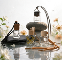 Diffuseur de parfum pour voiture en verre sérigraphié de forme unique, 5 ml, avec bouchon métallique pour l'application de parfum
