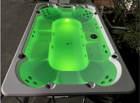 Spa de jardin pour 10 personnes, hydrothérapie, bain à remous en acrylique, musique Bluetooth, commande intelligente pour la cour