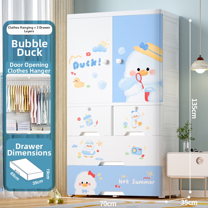 70 cm di larghezza, 1 ripiano, doppia anta con 4 cassetti - Bubble Duck