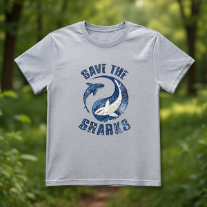 T-shirt unisex in cotone 100% da 210 g/m² con design Save The Sharks, abbigliamento casual - Product Image 3
