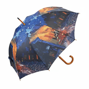 AU-02210 Van Gogh's Café Terrace la nuit Parapluie en bois pour patios et espaces extérieurs - Product Image 1
