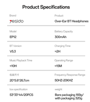 Yesido Headphone nirkabel BT5.3, Earphone tanpa kabel latensi rendah, Headset EP12