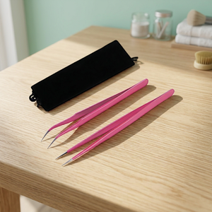 Pince à épiler professionnelle en acier inoxydable rose avec revêtement en poudre, pointe lisse, longueur 10 mm, pince à épiler de précision durable - Product Image 1