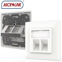 Alemania Tipo RJ45 Placa frontal Puertos duales Salida de placa de pared con módulos Keystone Caja base Enchufe de conexión de datos montado al ras