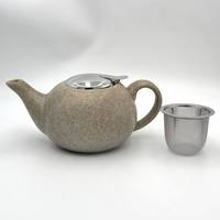 Théière en céramique 750 ml avec infuseur en acier inoxydable 304, théière en pierre mouchetée avec couvercle à rabat et filtre, ensemble cadeau pour le thé en vrac