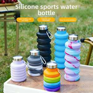Botella de Agua Plegable de Silicona de 500 ml con Logotipo Personalizado, a Prueba de Fugas, con Mosquetón para Deportes al Aire Libre - Product Image 2