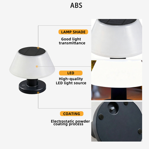 Lampe solaire d'extérieur IP65 en ABS+<span class=keywords><strong>PS</strong></span>, étanche, avec source lumineuse LED et panneau en silicium cristallin pour jardin, terrasse, aménagement paysager et table - Product Image 6