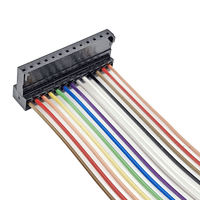 موصل IDC أحادي الصف مخصص بخطوة 2.54 مم، موصل نحاسي 24 AWG معزول بالـ PVC، كابل تمديد مسطح قوس قزح للسيرفو