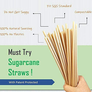 Pajitas ecológicas compostables <span class=keywords><strong>de</strong></span> fibra vegetal biodegradable <span class=keywords><strong>de</strong></span> bagazo <span class=keywords><strong>de</strong></span> caña <span class=keywords><strong>de</strong></span> azúcar para batidos y bebidas con burbujas - Product Image 3
