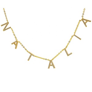 In argento Sterling 925 gioielli <span class=keywords><strong>con</strong></span> diamanti <span class=keywords><strong>collana</strong></span> del pendente iniziale numero personalizzato <span class=keywords><strong>collana</strong></span> <span class=keywords><strong>con</strong></span> completa zircone <span class=keywords><strong>targhetta</strong></span> collane del choker - Product Image 1