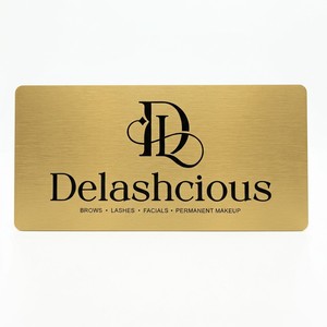 Papan Nama dan Tanda Aluminium Emas Disikat Khusus dengan Ukiran Relief untuk Salon Kecantikan dan Toko - Product Image 4